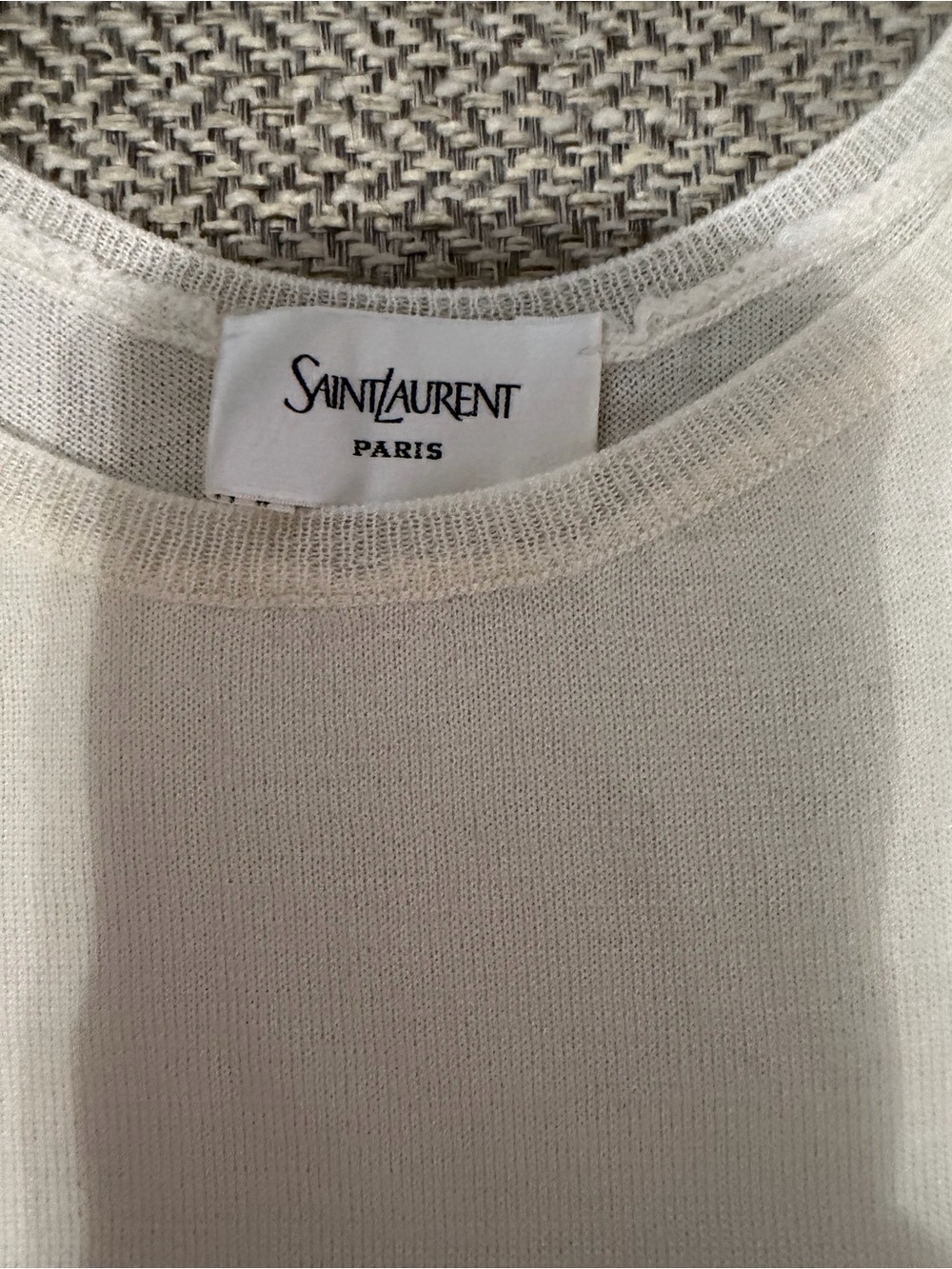 Saint Laurent Cream Men's Crewneck Sweater